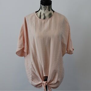 MNG Suit pink baggy front tie t shirt